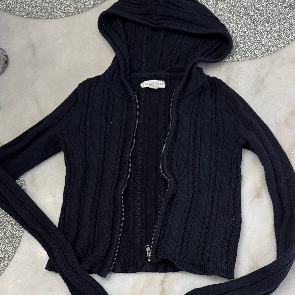 Aero Black Hooded Cardigan
